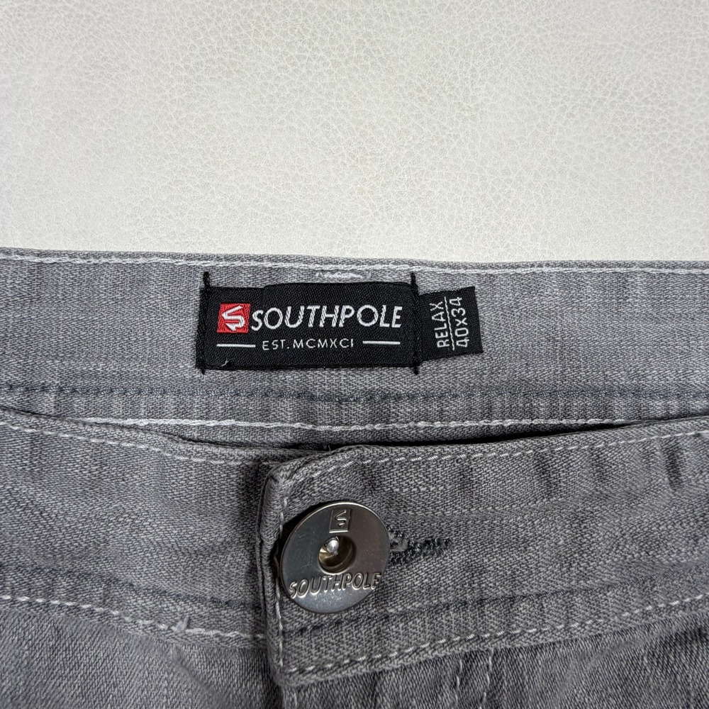 Southpole Mens Relaxed‎ Fit Grey Faded Denim Jeans 40x34 Baggy Streetwear Y2K - Picture 2 of 12